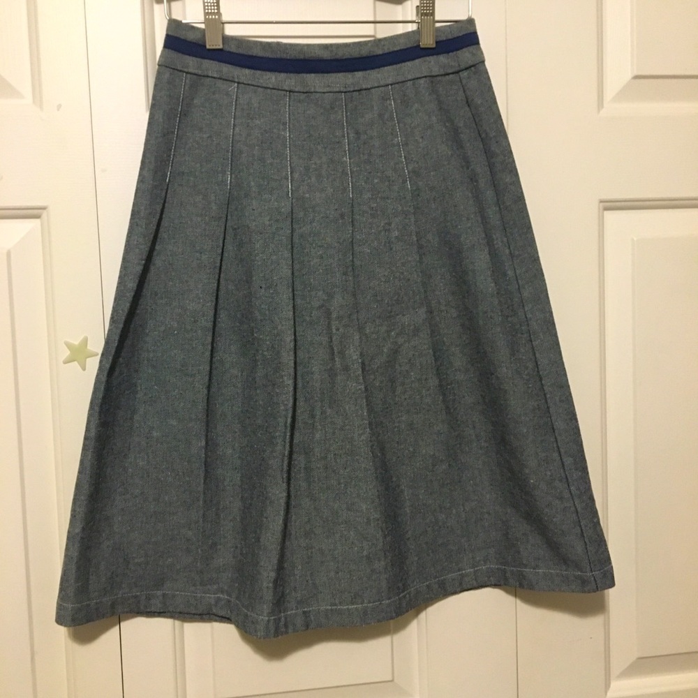 Pleated Denim Skirt